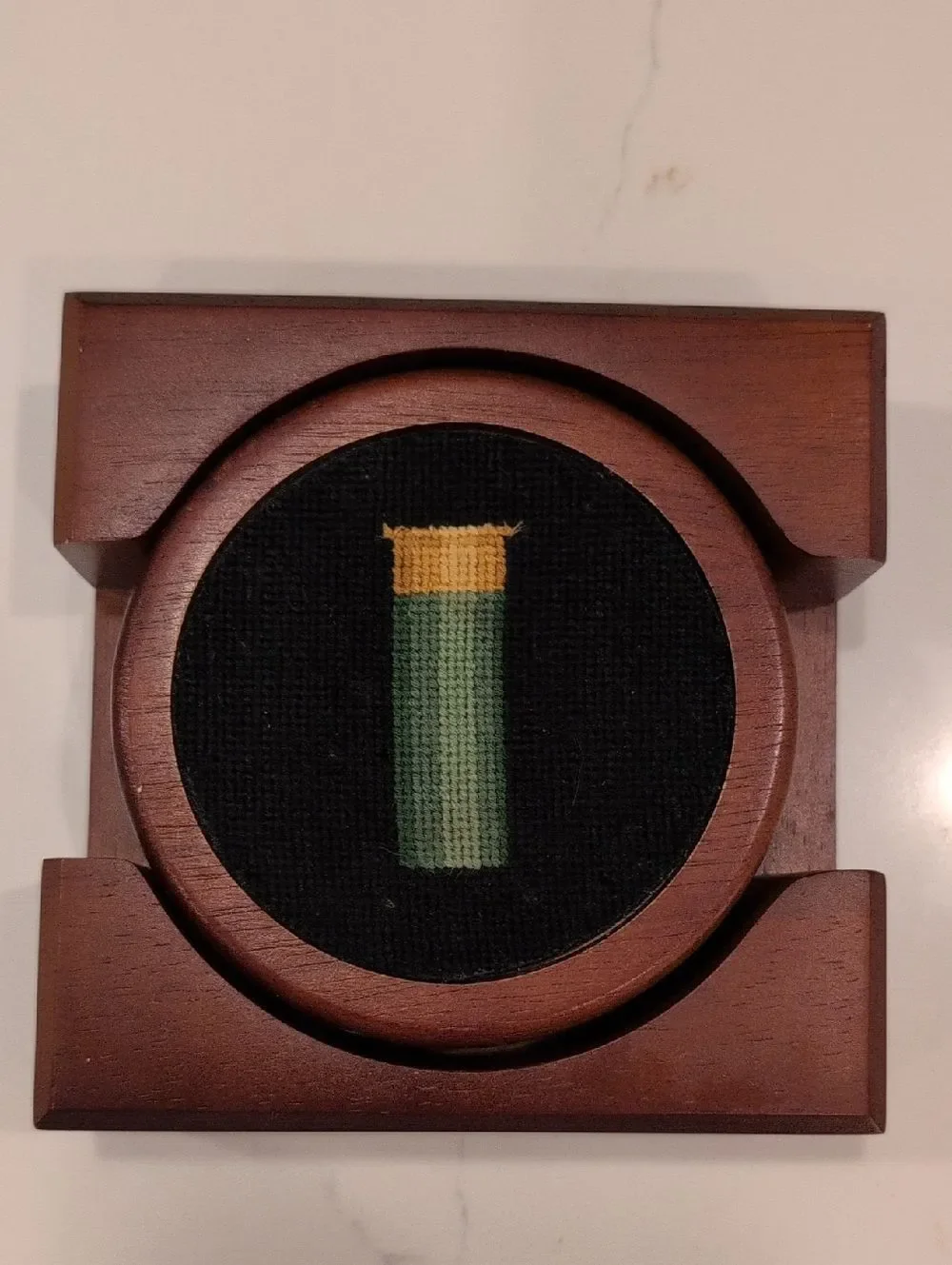 Smathers & Branson Shotgun Shells Needlepoint Coaster Set of 4 In Wood Box